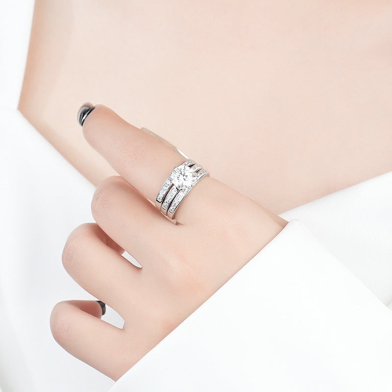 Joyería al por mayor Anillos de plata Moissanite de 2 quilates